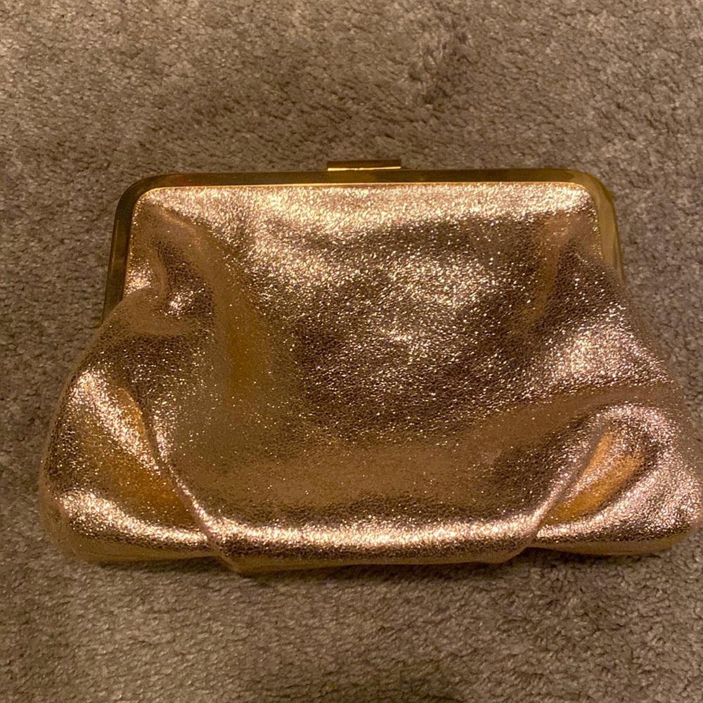 J. Crew Gold Leather Clutch